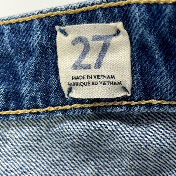 We The Free People Womens Mini Jean Skirt Blue Pockets Fringe Fly Denim 27 New - Picture 12 of 12